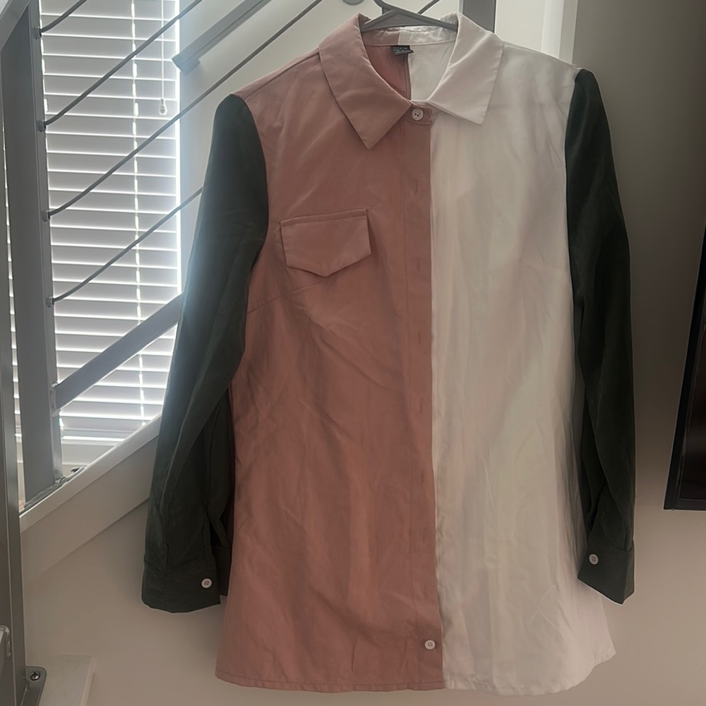 Colorblock Men's Jacket - Pink, White, and Green